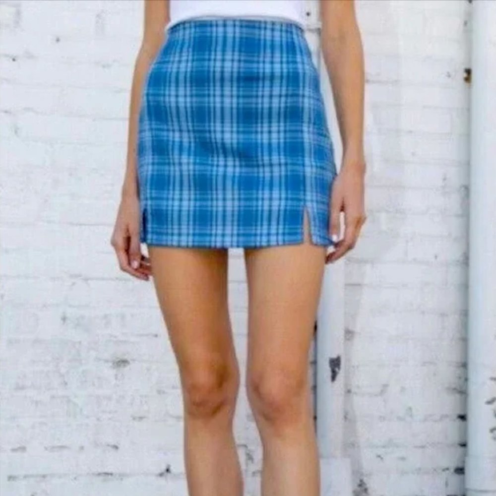 Brandy Melville John Galt Blue Plaid Cara Skirt